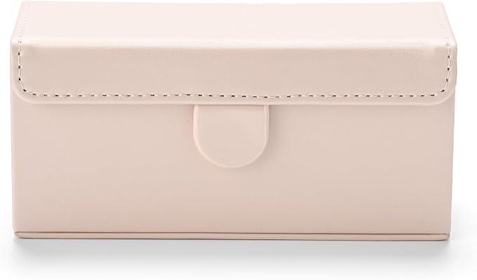 Oirlv Travel Rings Organizer Case in Blush Pink, Premium Leather & Soft Velvet Portable Jewelry Box, Secure Compact Holder for Women‘s Travel, Gym & Daily Organization (Holds 6-8 Rings)