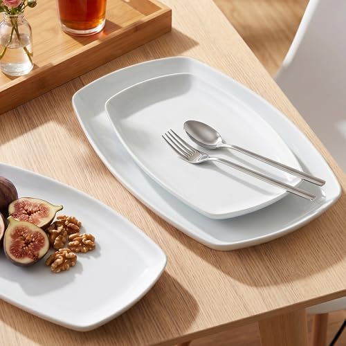 fMBB Large Serving Platter Set of 3, 16/14/12 Inch Porcelain Rectangular Serving Trays White Ceramic Plates for Party Entertaining, Appetizer Fruit Cookie Tray Platters for Wedding Shower Dinner - Image 7