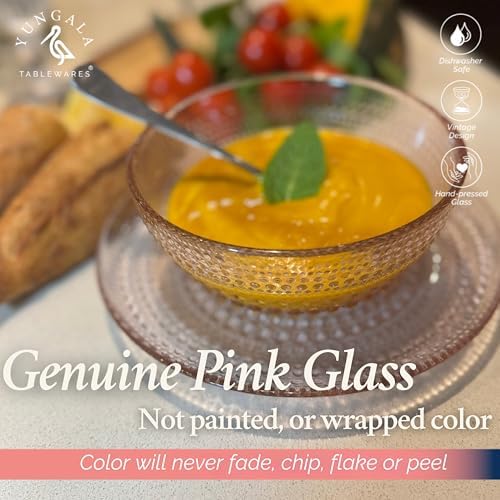 Pink Hobnail Glass Bowl Set of 4 Pressed Glass Bowls 20 oz - Image 6