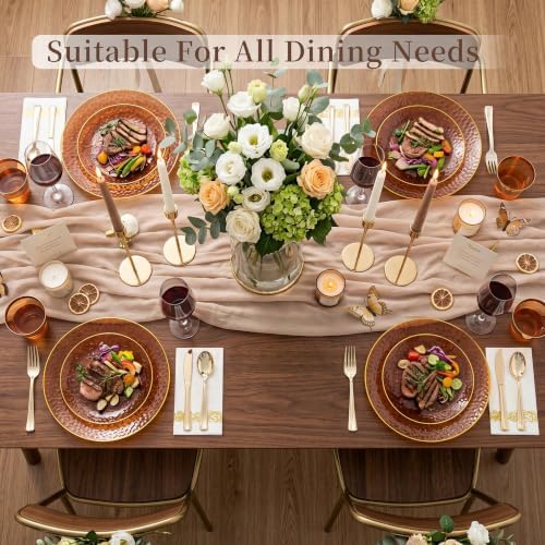 DaYammi 175PCS Amber Plastic Dinnerware Set for 25 Guests - Image 5