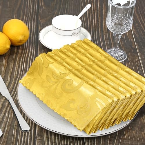 12 Pack Gold Damask Satin Napkins 17 x 17 Inch - Image 6