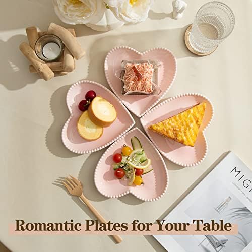 6.3" Pink Porcelain Heart Shape Appetizer Plates Set of 10 - Image 3