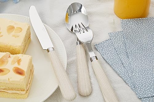 ANNOVA Silverware Set Stainless Steel Colorful Tableware Kitchen Flatware Set Utensils, Includes Dinner Knives, Forks, Spoons, Salad Forks & Dessert Spoons (Wood, 20 Pieces) - Image 4