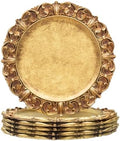 MAONAME 14" Antique Gold Charger Plates Set of 6, Round Plate Chargers by MAONAME