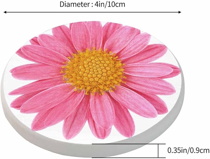 Pink Chrysanthemum Drink Coaster Isolated Beautiful Blossom Beautiful Home Decor Diatomite Heat-Resistant Diatomite 4 Inch for Cold Drinks Wine Mugs Cups