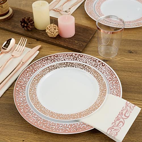 FOCUSLINE 350 Pieces Rose Gold Dinnerware Set for 50 Guests - Image 5