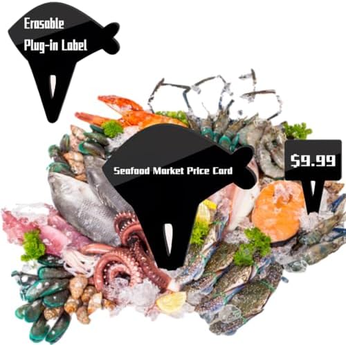 5 Pcs Fish Shape Food Labels for Party Buffet-Plastic Small Chalk Food Signs Tags for Buffet - Chalkboard Table Tent Cards - Black Catering Food Labels - Chalk Board Name Cards for Food by Unknown
