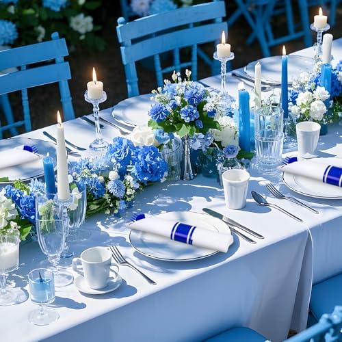 400PCS Pre Rolled Blue Plastic Silverware Set Heavy Duty for Wedding - Image 5