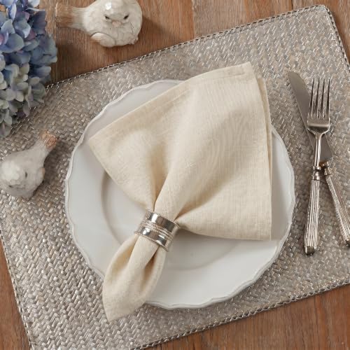 EHouseHome Waterproof Faux Linen Dinner Napkins, Set of 12, 17 x 17, Nature - Image 3