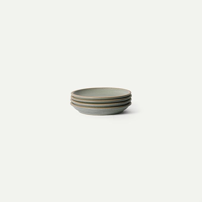 MORA Small Plates Set of 4, 6.5 inch Ceramic Pottery Dessert Plates - Microwave, Oven and Dishwasher Safe - Peppercorn