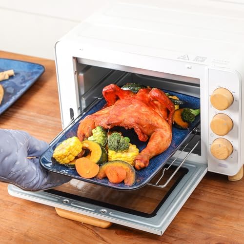 vicrays Ceramic Rectangle Serving Platters - 14" 12" 10" Porcelain Serving Trays Plates for Party BBQ Appetizers Sushi Dessert - Microwave Oven and Dishwasher Safe - Set of 3 Blue - Image 6