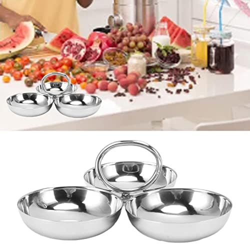 3-Compartment Snack Plate Stainless Steel Divided Serving Dish - Image 5