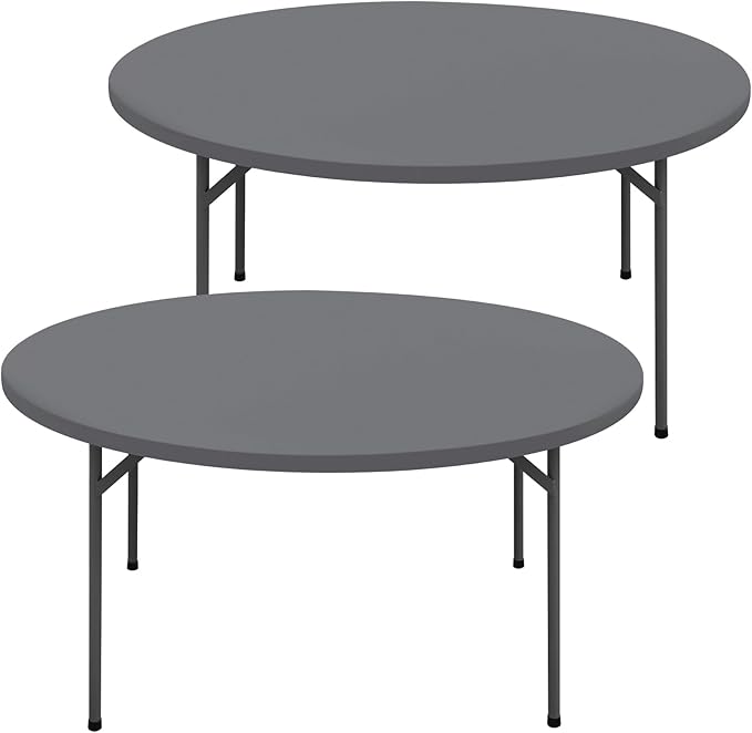 Round Spandex Tablecloth 2 Pack, Elastic Fitted Waterproof Tablecloths for 31"-35" Tables, Stretch Washable Picnic Table Cover for Camping, Dining, Indoor and Outdoor, Grey