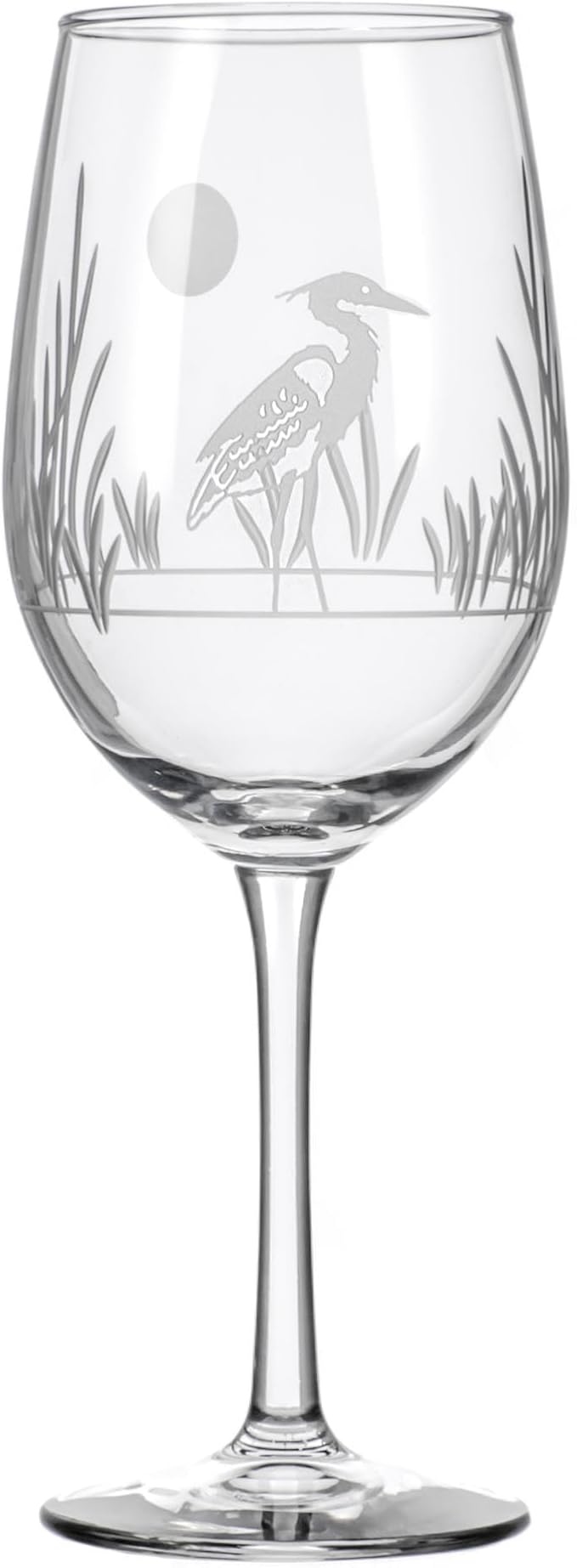 Rolf Glass Heron White Wine Glass | 12oz Stemmed Wine Glass | Lead-Free and Diamond-Wheel Etched | Proudly Made in the USA | Coastal Glassware | Set of 2