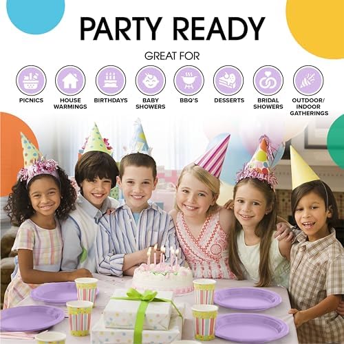Party Solids 33% Thicker Lavender Plastic Plates 10" Dinner Plates 50 Ct - Image 7