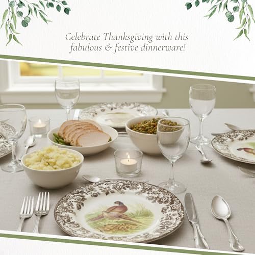Spode Woodland Pheasant 8" Salad Plate - Rustic Fine Earthenware Dish with Game Bird and British Flowers Border - Made in England, Microwave, Oven, Freezer, Dishwasher Safe - Mix & Match with Delamere - Image 5