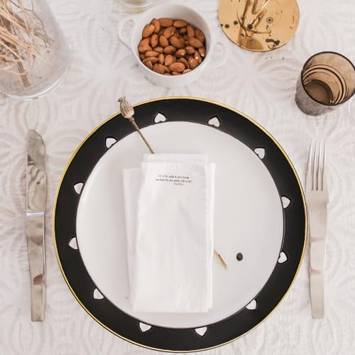 13" Round Black Charger Plates, Heart Hollow Chargers for Dinner Plates with Golden Border, Formal Table Setting Accessory Centerpiece Bluk Wedding, Valentine's Day, Galentine's Day, Set of 6 - Image 4