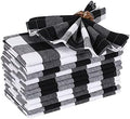 The Beer Valley Set of 12 Checked Cloth Napkins 16x16 Inch - Black White by TheBeerValley