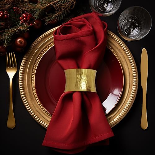 COTTON CRAFT Gold Napkin Rings - 12 Pack Hammered Metal Napkin Rings - Image 5