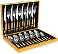 Hammered Silver Gold Silverware Set, OGORI 24-Piece 18/10 Stainless Steel Flatware Set, Service of 6 by OGORI