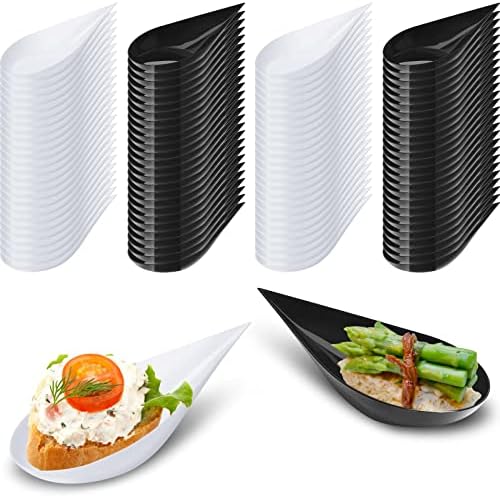 Tessco for you 200 Pcs 4" Mini Appetizer Plates, White, Black by Tessco