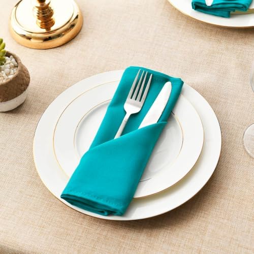 Hiasan Cloth Napkins Set of 6, 20 x 20 Inch, Turquoise - Image 3