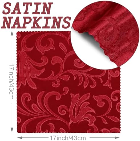 24 Pack Red Damask Satin Napkins 17 x 17 Inch - Image 3