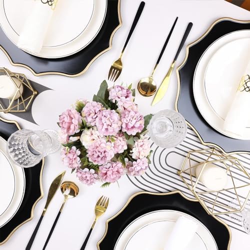 Black Chargers for Dinner Plates, 13 Inch Scalloped Plastic Decorative Table Charge Service Plates Set of 6 for Wedding, Holiday, Thanksgivng, Christmas - Image 6