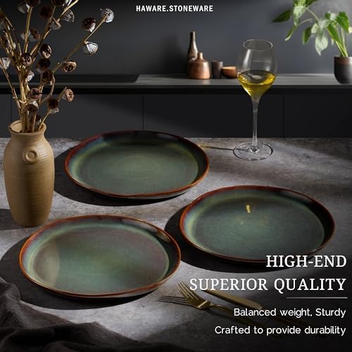 HaWare Stoneware Dinner Plates Set of 6, 10" Heavy Duty Ceramic Plates, Reactive Glaze Dinnerware for Home Restaurant, Chip and Scratch Resistant, Microwave and Dishwasher Safe, Reactive Moss Green - Image 5