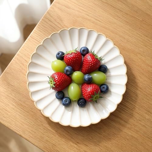 Ceramic 6 inch Small Dessert Plates, Set of 6, Microwave & Dishwasher Safe, Vintage Farmhouse Plates for Appetizer, Mini Salad Plate for Cake Snacks Side Dish ,Housewarming Gift (6 inch, Petal) - Image 7