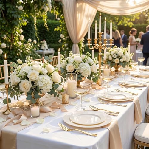 I00000 102 Pcs Ivory Plastic Plates, Disposable Party Plates Include 51 Ivory Dinner Plate 10’’ and 51 Plastic Dessert Plate 7’’ Perfect for Birthday, Party & Wedding (Pack of 2) - Image 5