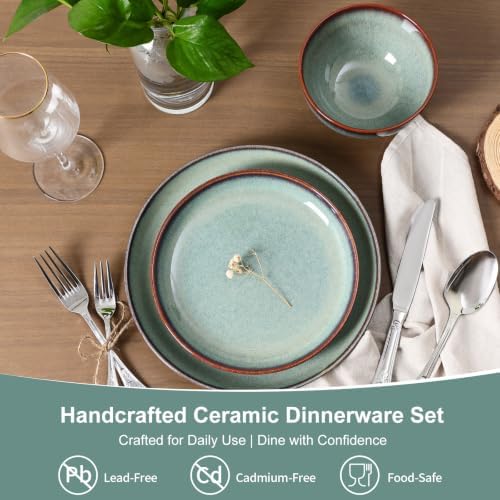 DOMICREVERY Ceramic Dinnerware Sets for 4, 12 Piece Plates and Bowls Sets - Image 2