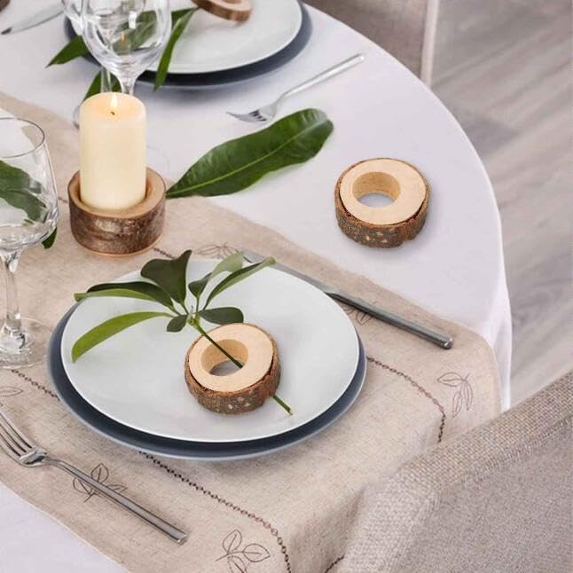 20PCS Rustic Wooden Napkin Rings,Handmade Creative Napkin Round Holder for Dinner Table & Wedding Party Decoration Napkin Rings (20)