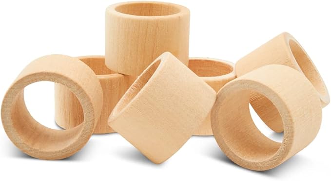 Classic Birch Wood Napkin Rings Set of 6, 1-1/2 inch Farmhouse Napkin Rings Set of 6 for Table Decor, by Woodpeckers