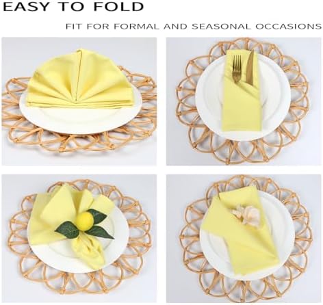 Bright Yellow Cloth Napkins,Set of 8,Washable,Wrinkless,Absorbent(Lemon) - Image 5