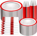 I00000 350Pcs Clear Red Plastic Plates,Disposable Dinnerware for 50 Guests by I00000