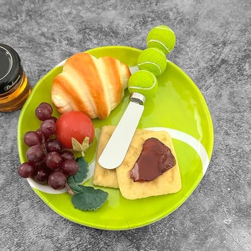 UP Tennis Ball Melamine Round Dessert Plates, Small Serving Plates, for Appetizer, Snacks, and Side Dishes, Green, 6 Inch, Set of 4 - Image 3