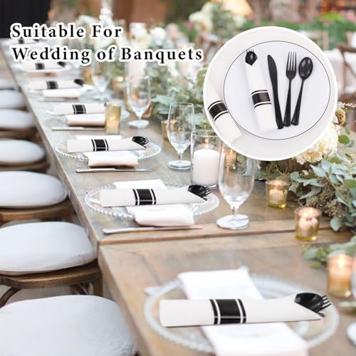 Supernal 120pack Pre Rolled Black Plastic Silverware Set Disposable (Pack of 2) - Image 6