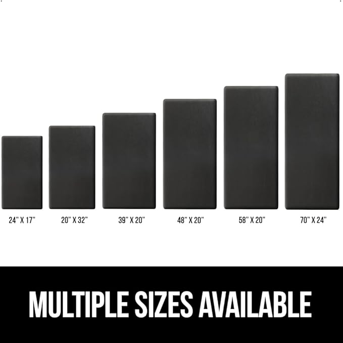 GORILLA GRIP Comfortable Cushioned Kitchen Mats for Floor, 58x20, Waterproof and Stain Resistant Soft Top, 3/4 Inch Thick Ergonomic Standing Desk Anti Fatigue Mat, Foam Supports Ankles and Feet, Black
