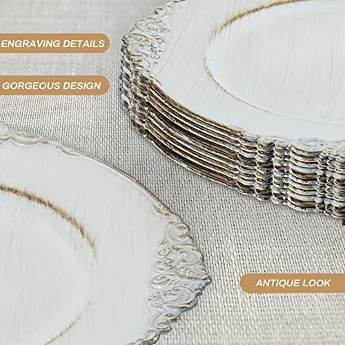 MAONAME Antique White Charger Plates, Round Plate Chargers Set of 12 - Image 4
