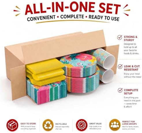 390 Pcs Luau Plates and Napkins Party Supplies Luau Party Decorations - Image 3