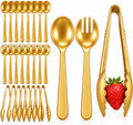 24 Pcs Gold Plastic Serving Utensils Set, Serving Spoons For Buffet by LOOWVY