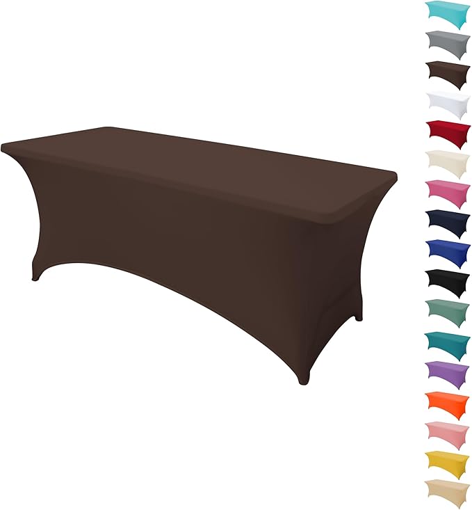 4FT Table Cloth for Rectangular Fitted Events Stretch Black Table Covers Washable Spandex Tablecloth Protector for Party, Wedding, Cocktail, Banquet, Festival
