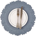 Noctiflorous Round Faux Leather 15 Inch Placemats Set of 4 Waterproof Wipeable Heat Resistant Tablemat for Dining Table Kitchen Non Slip Washable Oilproof Table Place Mat for Indoor Outdoor(Blue, 4)