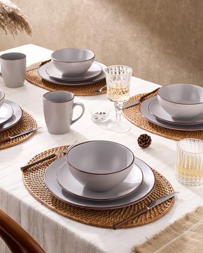 Famiware Venus Dinnerware Sets with Mugs, Ceramic Plates and Bowls for 4 - Image 2