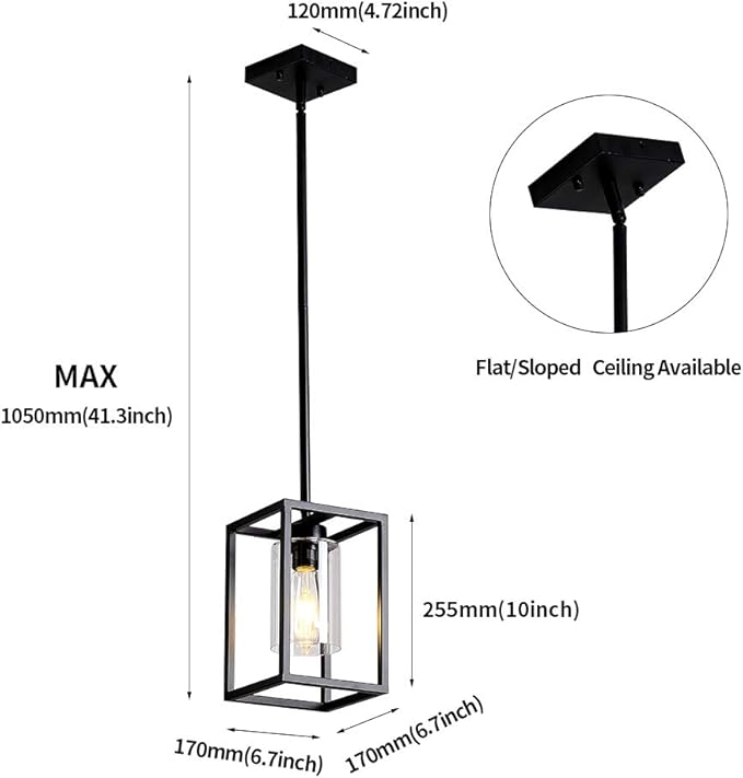 XILICON 1Light Foyer Chandelier Black Farmhouse Light Fixture Dining Room Lighting Fixtures Hanging Ceiling Lighting for Foyer Entryway with Glass Shade Adjustable