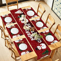 ANNA QUEEN Christmas Table Runner and Placemats Set of 6, 13"x72" Table Runner with 12"x18" Placemats, Holiday Dining Decor with Snowman & Tree Pattern in Red by ANNAQUEEN