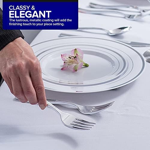 75 Pieces Heavy Duty (Silver) Plastic Silverware Set, Disposable Cutlery Set, Great for Parties, Weddings, and Catering, Flatware Utensils Included: 25 Forks, 25 Spoons, 25 Knives, Stock Your Home - Image 5