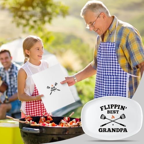 R HORSE Grandpa Grill Platter Gift, BBQ White Oval Melamine Serving Tray - Image 6