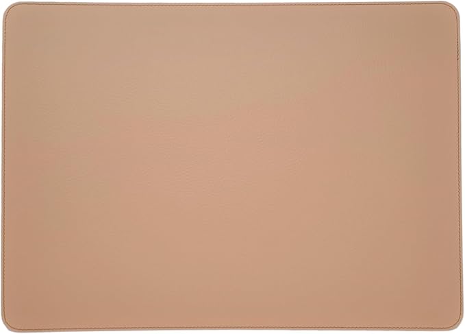 Nikalaz Set of 4 Placemats and 4 Coasters Made of Recycled Leather (18''x13'', Light Camel)